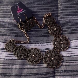 Paparazzi Bronze Floral Jewelry Set